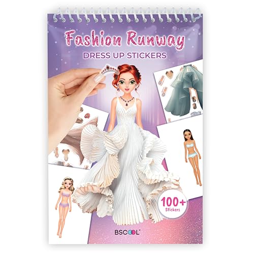 BSCOOL Fashion Sticker Book for Kids Girls Activity Design - color: Sticker Dress Up Fashion Runway