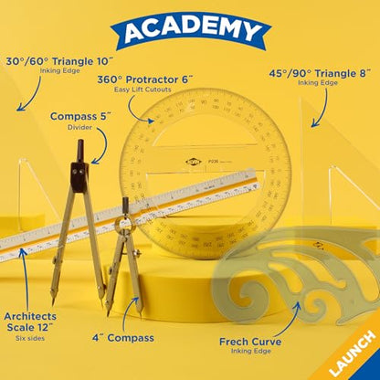 ALVIN Academy Drafting, Drawing and Design Launch Kit | 10 Pieces | Class Tools for Geometry, Architecture and Engineering Students | - Model DDKL1 - style: Launch Kit