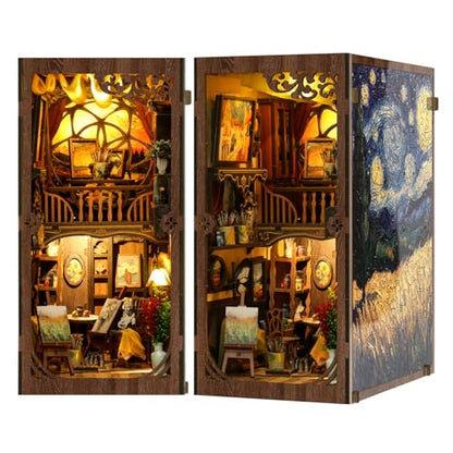 Book Nook Kit - DIY Miniature House Kit 3D Wooden Doll House DIY Book Nook Kits for Adults Creative Gift for Teens and Friends - color: Book Nook Kit