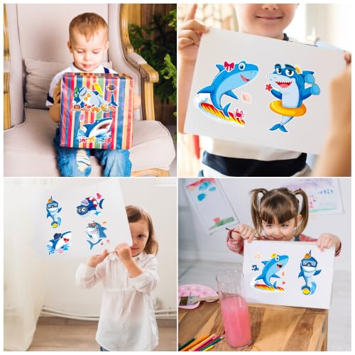 Shark Make-a-Face Stickers 24 Sheets, Ocean Party Crafts for Kids - color: Shark