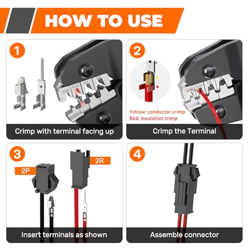 JST-SM 2.5mm Connector Kit with AWG28–17 Ratcheting Crimping Tool, 14 Sizes Wire Terminal Set for LED Strip, Car Interior Lights, RC, Motorcycle & DIY Wiring Electronics - size: JST-SM 2.5mm Kit