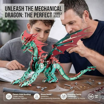 3D Metal Puzzles for Adults, Mechanical Dragon Model Kit - color: Pterosaur-green