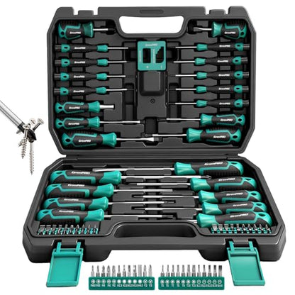 GRENPRO Screwdriver Set Precision 90pcs, S2 Alloy Steel Small Screwdriver Set, Torx Screwdriver Sets with Sturdy Tool Box, Includes Slotted Phillips Torx Tool Kit - color: Black & Green