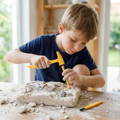 10 Set Excavation Tool Kit: Dino Fossils Dig Kit for Kids, Bulk Archaeology Dig Tools with Mini Hammer Chisel and Brush for Fossil Gem Digging, Science Toy