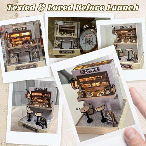 Flever Dollhouse Miniature DIY House Kit Creative Room with Furniture for Romantic Valentine's Gift (Coffee Time) - color: Coffee Time
