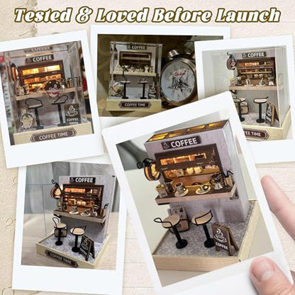 Flever Dollhouse Miniature DIY House Kit Creative Room with Furniture for Romantic Valentine's Gift (Coffee Time) - color: Coffee Time