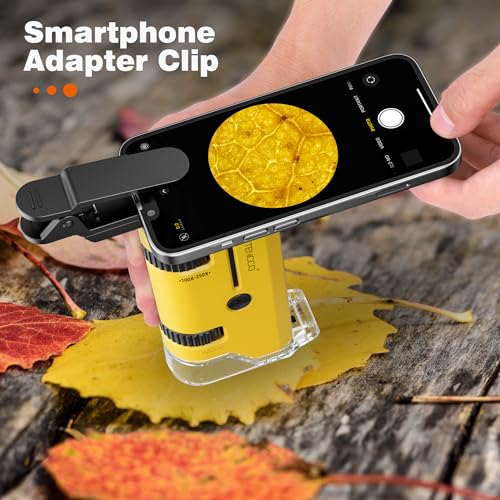 100x-250x Pocket Microscope for Kids Adults, Protable Handheld Miniscope, Mini Microscope Kit for Kids Adults Home School Lab Biology Science Education, Yellow - color: Yellow