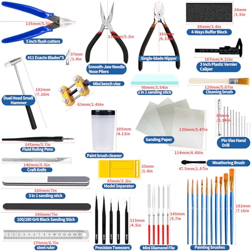 64Pcs Modeler Basic Tools Craft Set Hobby Building Tools Kit Gundam Model Tools for Assembling Repairing and Fixing
