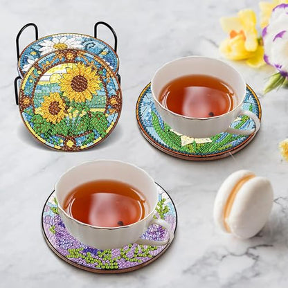 Diamond Art Coasters Kit, 8 Pieces Sunflowers Diamond Painting Coasters Kit - color: Bdwy042