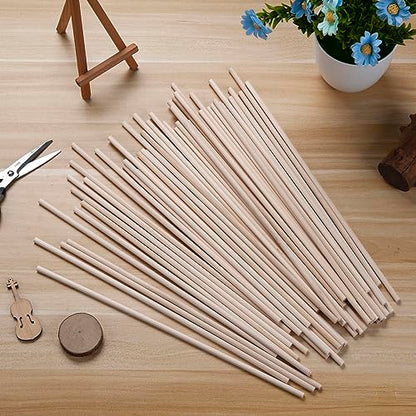 Wood Dowel Rods Wooden Dowels for Crafts, 50 PCS 1/4 x 15 Wooden Sticks for Crafts, Round Macrame Dowels, Unfinished Small Wood Sticks for Crafting, Lollipops, Tiered Cake, Photo Booth Props - size: 1/4"×15"-50PCS