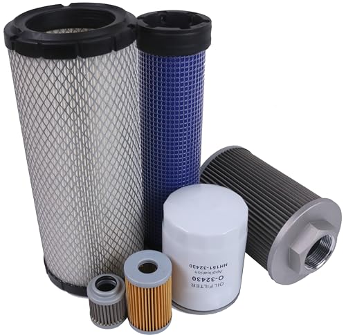 Maintenance Filter Kit HH151-32430 RD411-62210 RD401-61270 RA211-51280 R1401-42270 R2401-42280 Compatible With Kubota KX121-3 Mini Excavator