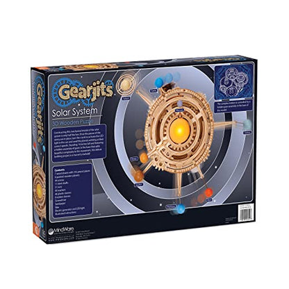 MindWare Gearjits: Solar System – Wooden 3D Building Puzzle for Teens & Adults – DIY Solar System Model – Fun for Parents Too! – Great STEAM Gifts for Ages 12+