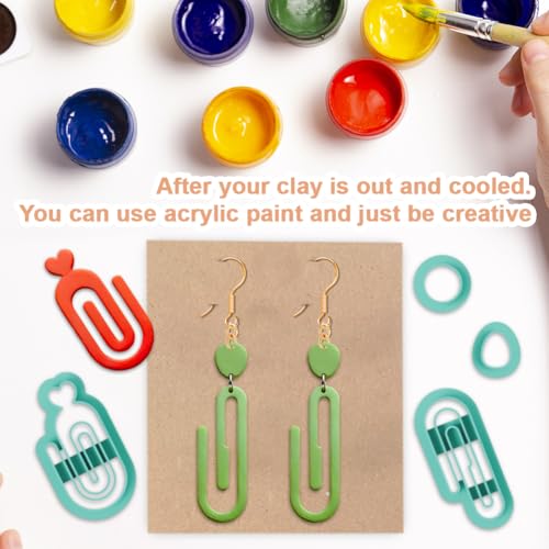 16Pcs Paperclip Polymer Clay Cutters Maze Clay Earrings Cutters Polymer Jewelry Cutter for Earrings Making Party Festival DIY Supplies - color: Paperclip