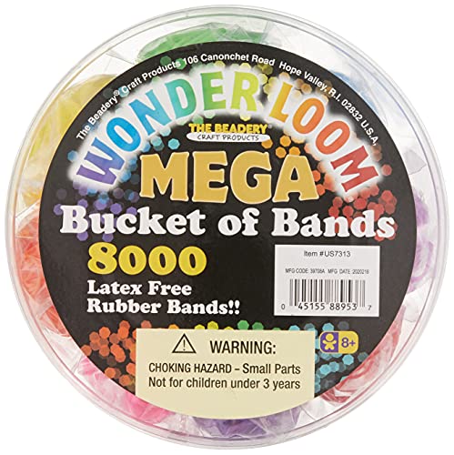 The Beadery - WonderLoom Bucket of Bands, Neon Colors - 8000 Pieces - 7313