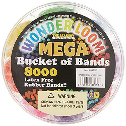 The Beadery - WonderLoom Bucket of Bands, Neon Colors - 8000 Pieces - 7313