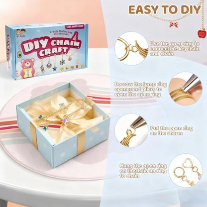 348Pcs Charms Lip Gloss Keychain Making Kit,DIY Craft with Charms,Key Chain Hooks,Jump Rings,Lobster Clasps,Chains & Tools,Bag Charm Kit,Keychains Make Supplies for DIY Crafting and Jewelry Making - color: Burnt Olive