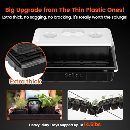 SOLIGT Thick Plastic 3-Set Strong Seed Starter Trays with 5" Humidity Domes - size: 3 Set