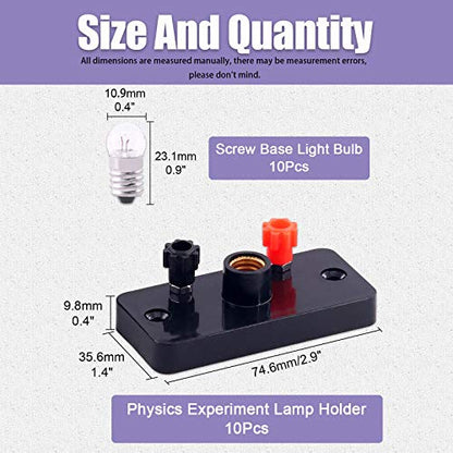 Swpeet 20Pcs E10 Miniature Bulb Holder with E10 White Bulb Kit,Perfect for Physics Laboratory, Electronic Experimenting, Teaching Basic Principles of Electricity & How a Simple Circuit Works - style: E10 Miniature Bulb Holder