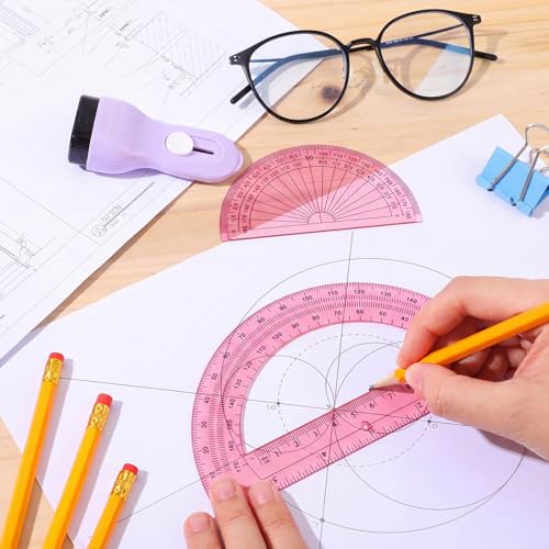 EBOOT 2 Pcs Plastic Protractors - color: Light Pink