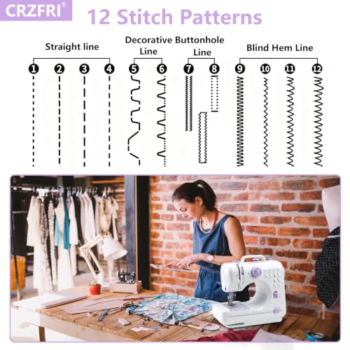 Sewing Machine with Extension Table and Sewing Kit for Beginners - size: Includes Fruit&Green Fabric