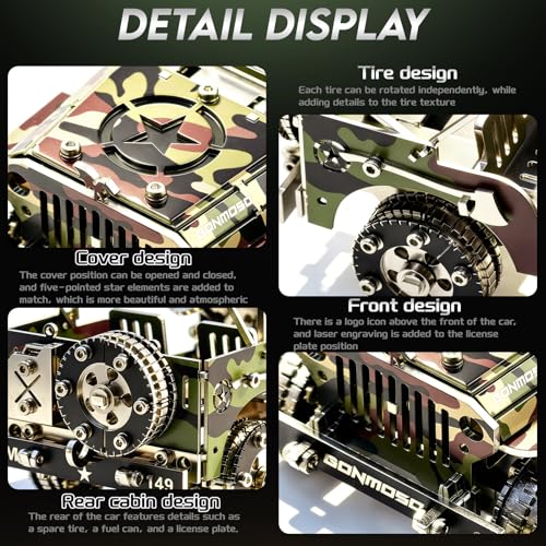 3D Metal Model Kits Mechanical Iron Blood Car Camouflage Home Decor - color: A1-blood