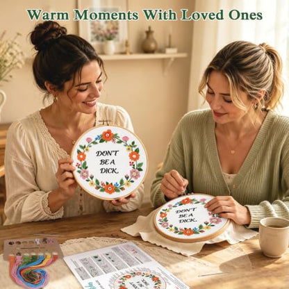 Louise Maelys Funny Quote Embroidery Kit for Beginners, Floral DIY Craft - color: Funny Quote