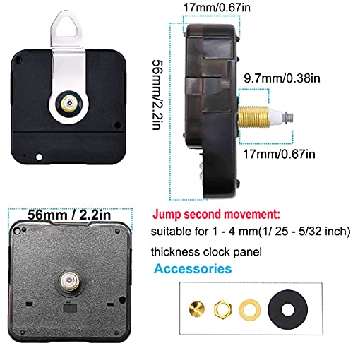 High Torque I Shaft Hands Quartz DIY Wall Clock Movement Mechanism with 9.1 Inch Long Spade Hand Battery Operated Repair Parts Replacement, 5/32 in Max Dial Thickness, 17/25 in Total Length - color: Shaft Length 17/25 Inch/ 17mm