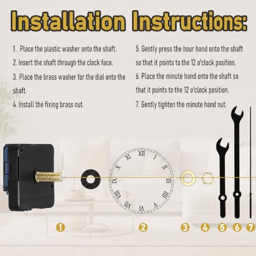 Wall Clock Mechanism Replacement : Creative Wrench Shpaed Clock Hands and Motor Kit - Clock Parts Battery Operated Kit DIY Clock Making Kit (Black 1) - color: Black 1