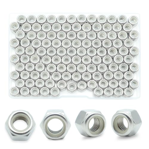 1/4-20 Nylon Insert Lock Nuts 100 Pack, 304 Stainless Steel Hardware Nuts - size: 1/4-20 (100 Pcs)