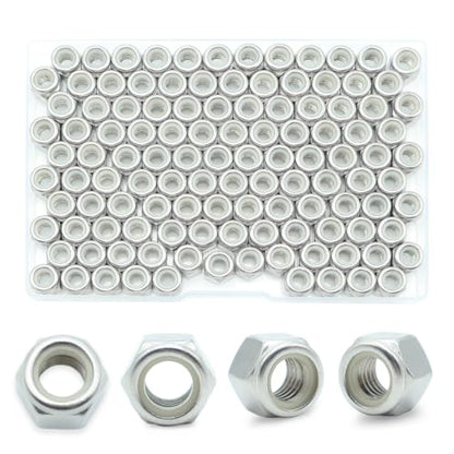 1/4-20 Nylon Insert Lock Nuts 100 Pack, 304 Stainless Steel Hardware Nuts - size: 1/4-20 (100 Pcs)