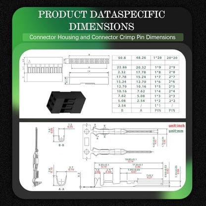 50 Sets / 350 Pieces for Dupont 2.54mm 3Pin Black Male Connector - size: 3-Pin Male, style: Black-Double Row