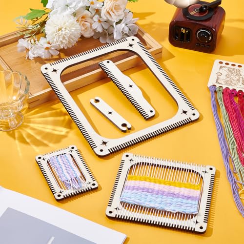 NBEADS 5 Pcs Weaving Loom Kit, Rectangle Weaving Loom Kit with Weaving Comb and Weaving Tools Wooden Multi-Craft Weaving Loom for Beginners and Weaving Enthusiasts