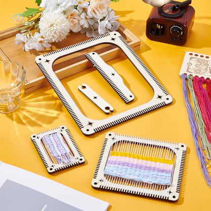 NBEADS 5 Pcs Weaving Loom Kit, Rectangle Weaving Loom Kit with Weaving Comb and Weaving Tools Wooden Multi-Craft Weaving Loom for Beginners and Weaving Enthusiasts