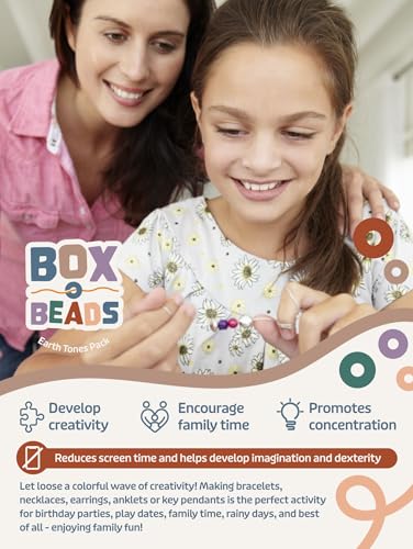 Box-O-Beads Earth Tones Clay Beads Bracelet Making Kit – 6,000 Pieces Premium Friendship Bracelet Jewelry Making Kit – Creative Arts and Crafts Kit Gift for Girls Ages 10–12