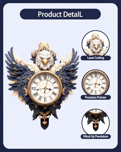 3D Puzzles for Adults, Bald Eagle Clock 3D DIY Model Kit Crafts