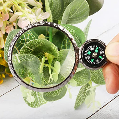 Magnifying Glass Necklace,Jiulory 10x Compass Magnifying Glass Pendant with Mini Compass,Magnifier Necklace Elderly Care Accessory Kids Hiking Camping Magnifier
