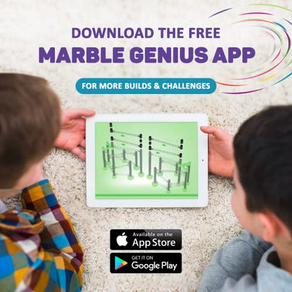 Marble Genius Marble Rails Starter Set, 200 Pieces, STEM Toy