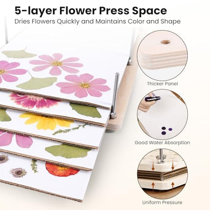 Extra Large Flower Press Kit for Adults, 17" x 11.8" Flower Pressing Kit - size: 17" x 11.8" 5 Layers