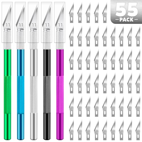 55PCS Exacto Knife Set, Craft Knife, Hobby Knives with 50PCS Blades - style: Multi-2 – 5 Knives / 50 Blades