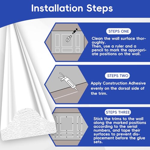 COUKIU 6 Sets Pre-Cut Wall Molding kit,Ready to Assemble Accent Molding Wainscoting Panels for Interior Walls Home Decor（6 Frames，Style1) - size: 6 Frames, Style 1