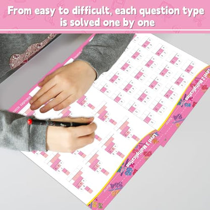 Single&Double Digit Multiplication Math Problem Workbook for 2nd Grade 3rd Grade 4th, Multiplication Practice Worksheets One Page A Day Math for Ages 7-10, Math Repetition Exercise Daily, 56 Pages - style: Level 5（Multiplication）