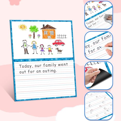 Giant Magnetic Dry Erase Handwriting Paper for Classroom Whiteboards – Reusable Writing Chart with Lined Paper Design, Perfect for Handwriting Practice, Homeschooling, and Teacher Essentials - style: draw&write
