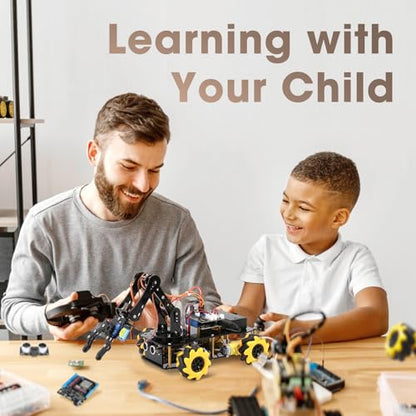 Robotics for Kids Ages 8-12, ACEBOTT Smart Robot Arm Car Kit with 5DOF, STEM Toys for Boys Age 8-12 12-16+, ESP32 Arduino/Python/Blockly Coding, App & Remote Control, STEM DIY Gift for Teens & Adults - color: Yellow