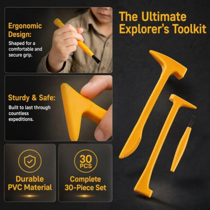 DECHOUS Kids Excavation Tool Kit, Hammer Brush Digging Pick, 3 Piece