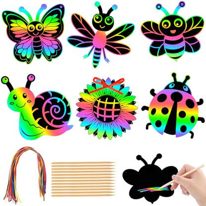 JULMELON 36 Pcs Spring Bugs Scratch Cards for DIY Spring Crafts - style: Spring