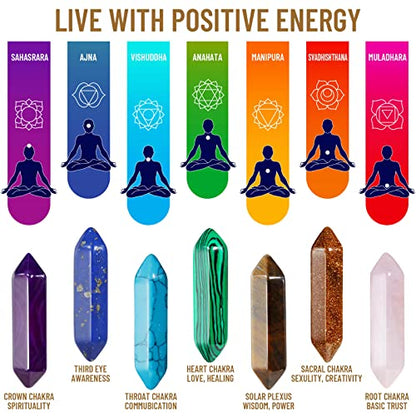 24Pcs Healing Crystals Stones Sets, Hexagonal Bullet Shaped Reiki Meditation Gemstone Chakra Stones Tiger Eye Obsidian Quartz Crystals Gemstone Wand Set Pendants with Storage Box - size: 24PCS