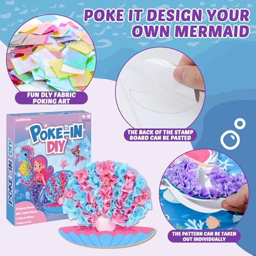 Lonfliness 8 Pcs Mermaid Poke in Craft Kits for Kids Mess Free DIY Art - style: Mermaid