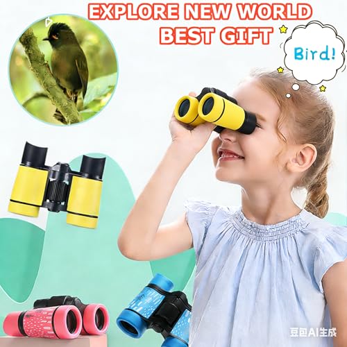 Kids Binoculars Ages 3-12 with Compass & Whistle - color: Yellow