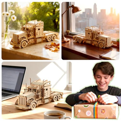 Kaptein 3D Wooden Puzzles for Adults & Teens – DIY Truck Model Kit to Build – Brain Teaser Craft – Birthday Gifts & Desk Decor