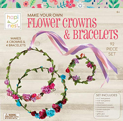 Hapinest Make Your Own Flower Crown Kit & Bracelet Craft Kit for Girls Ages 6 Years and Up